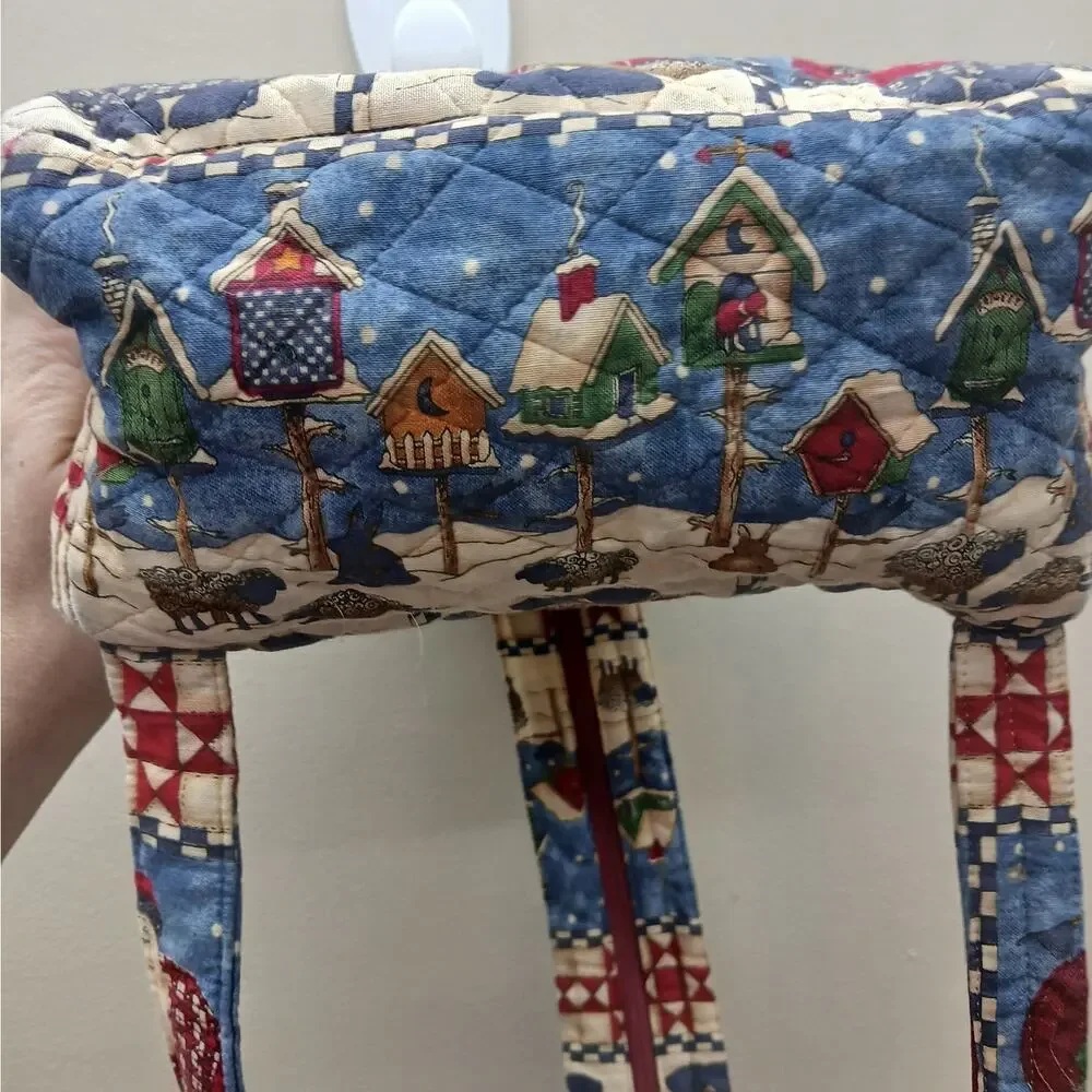 Vintage Whimsical Christmas Scene Small Backpack Bag Retro Festive Santa Y2K